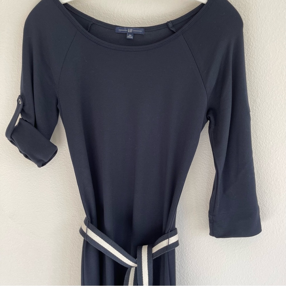 GAP Dress With Belt & Adjustable Sleeves Size XS Navy - Picture 6 of 6